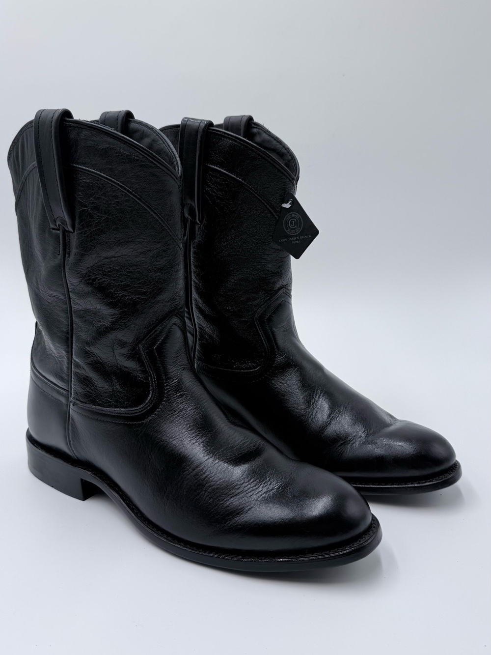 Classic Black Leather Men’s Western Boots
